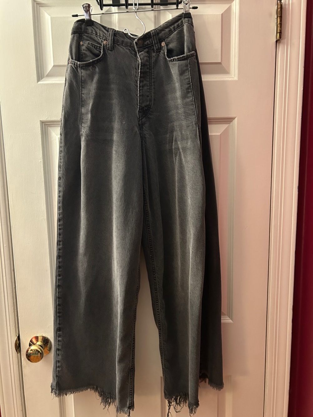 We The Free by Free People Wide Leg Baggy Jeans Washed Black/Charcoal Size 27